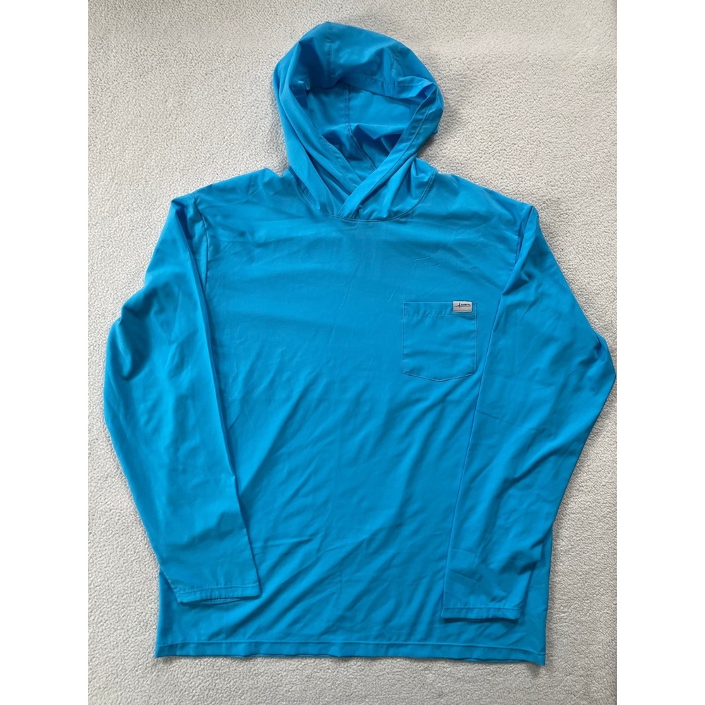 Habit Performance Solar Factor 40 Mens Large Hoodie Blue Long Sleeve Mesh Back